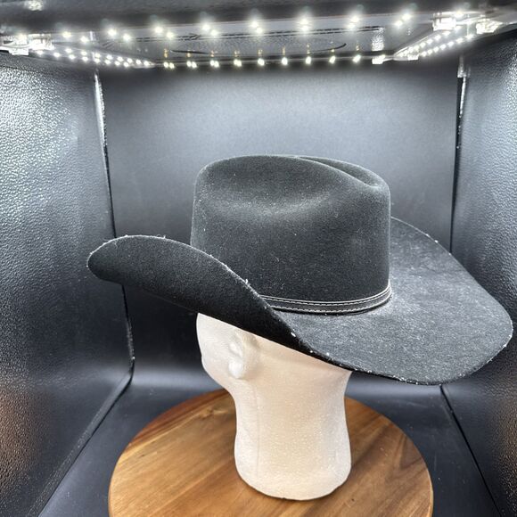 Justin Cowboy Hat XX 100% Wool Black Western Style Size 7 (56) - Picture 4 of 8